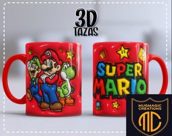 Taza inflada - Diseño de tazas 3D de dibujos animados, envolturas de tazas - Tazas de 11-15 oz - Diseños de sublimación - Plantilla de taza