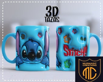 3D Puffed Mugs - Cartoon Mug Designs, Mug Wraps - 11-15 oz Mugs - Sublimation Designs - Mug Template