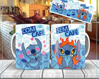 Diseño de tazas de dibujos animados, envolturas de tazas - Tazas de 11-15 oz - Diseños de sublimación - Plantilla de taza - Diseños de tazas