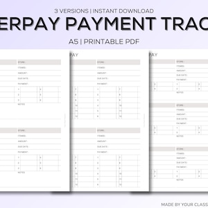 Afterpay Tracker | A5 Printable Insert | Buy Now Pay Later Log | Payment Tracker Sheet | Budget Planner PDF | Finance Log | Instant Download
