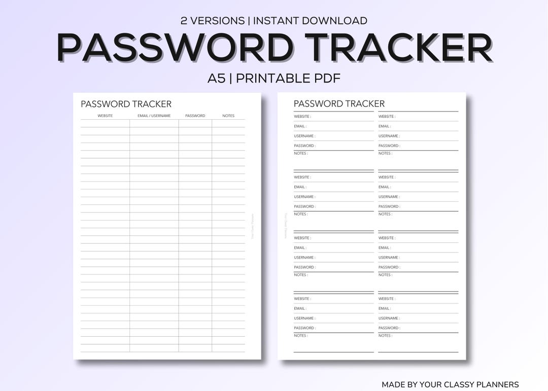 Password Tracker | Password Logbook | Website & App Login Organizer ...