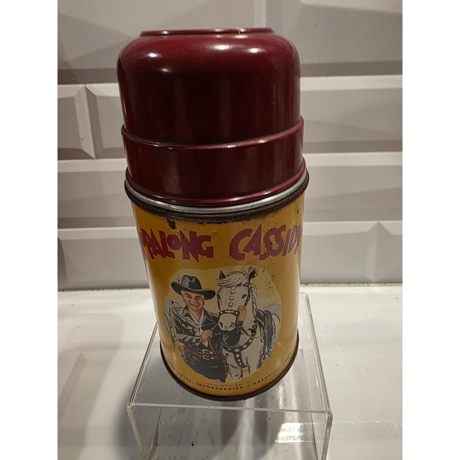 1954 Hopalong Cassidy Aladdin Lunchbox & Thermos Set – Red – Glass
