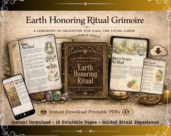 Erde ehren Ritual Printable | Grimoire Seiten PDF | Erdungsritualanleitung | Ritual zum Tag der Erde | Spirituelle Rücksetz-Praxis