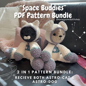 Astro-Pup and Astro-Cat PDF Pattern Bundle 2-in-1, Crochet Astronaut Dog and Astronaut Cat PATTERN by HoneycombStitches - Amigurumi