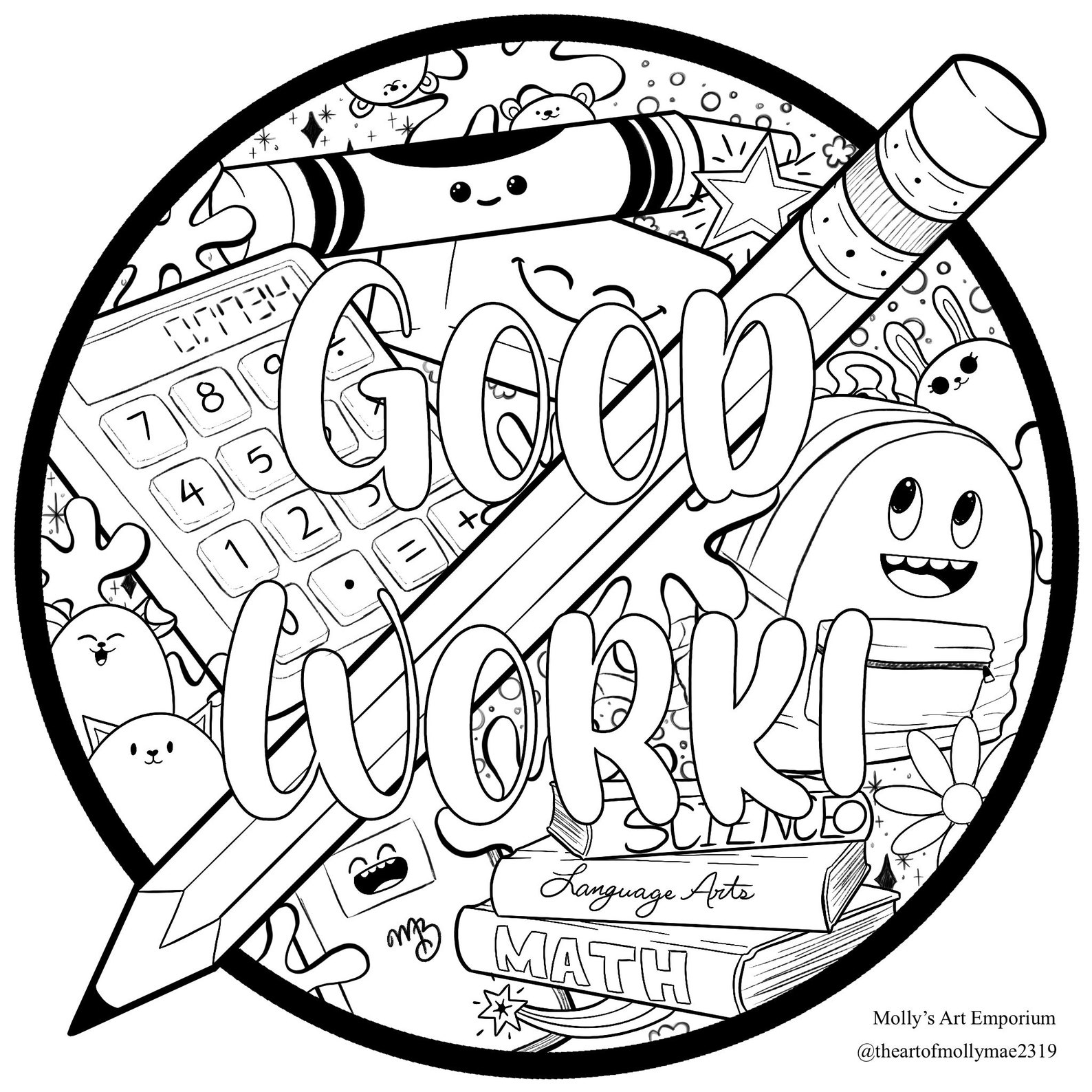 Good Work Coloring Page Coloring Page Printable Coloring Page Digital ...