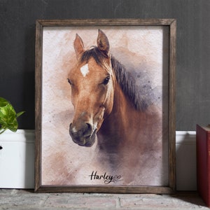 Custom Horse Portrait, Personalized Horse Gifts, Horse Lover Gifts, Horse Rider Gift, Equestrian Gifts, Custom Digital Portrait From Photo