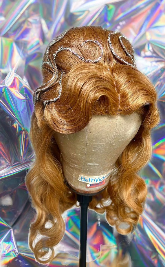 MADE TO ORDER Rhinestone 1960s Inspired Beehive Drag Wig Costume Wig Synthetic Hard Front Drag Queens Festival Hair Long Curly Etsy