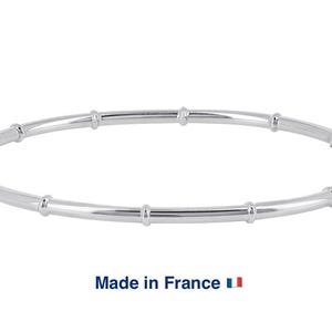 Bracciale rigido in bambù in oro 18 carati, bracciale delicato in oro bianco 18 carati 750
