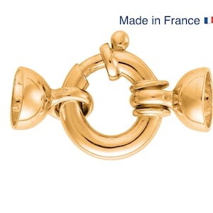 Fermoir bouée en or massif 18 carats avec embouts cloches lisses, or jaune 18k Or 750, 10/11/14/17mm, fermoir or 18k pour bijoux en perles