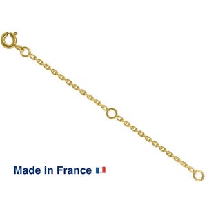 18k Solid Gold Extension Chain for Necklace or Bracelet, diamond-cut Forçat Link 7cm Long, 1.47mm Wide, Solid 18k 750 Yellow Gold