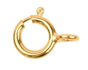 18 carat yellow gold clasp - 18k gold spring ring clasp - 4.5/5/5.5/6/7/8mm in diameter, 750 gold with soldered or open closed end ring