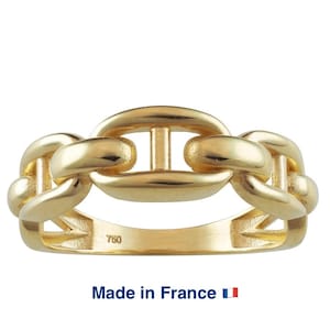 18k Real Gold Chain Link Ring for Women, Gold dainty chain ring, 18k 750 Yellow Gold Jewelry