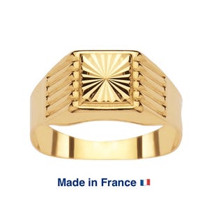 Solid 18k Yellow Gold Signet Ring for Women, Small Square Chiseled Gold Signet Ring, Solid 18k 750 Yellow Gold Jewelry