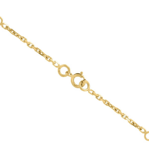 Chainette de sûreté Or massif 18 carats pour collier, maille Forçat ronde 6 cm de long, 1,10 mm de large, Or jaune massif 18k 750