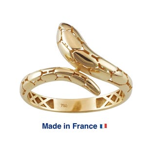Delicate 18k Real Gold Snake Ring for Women, 18k 750 Yellow Gold Snake Jewelry