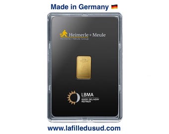 Pure 24k Fine Gold Ingot 2.5 grams - Solid 24k 999 Yellow Gold Bar - Heimerle & Meule Foundry, LBMA approved - Comes with certificate