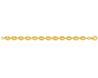 18 carat gold coffee bean bracelet, 6 mm width, 19 cm length, gift for men, 18 carat gold jewelry, jewelry for men