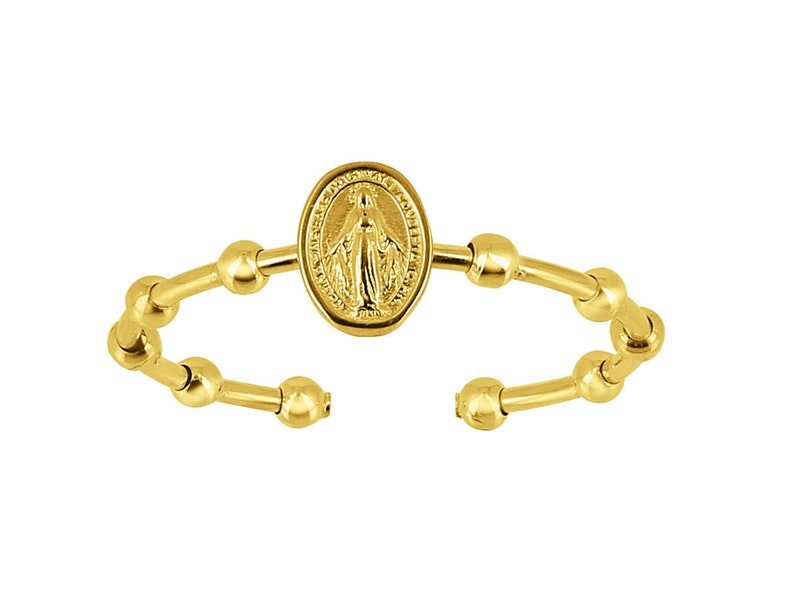 Verstelbare 18 karaat gouden ring met 6 mm blanco 18 karaat massief goud, ambachtelijke sieraden, minimalistische sieraden, minimale sieraden, damesring afbeelding 1
