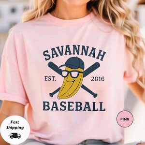 Retro Savannah Baseball T-shirt, Summer Sports Top Tee, Soft Cotton Shirt, Banana Sports Team Fan Apparel, Casual Top, Vintage Soft Tee