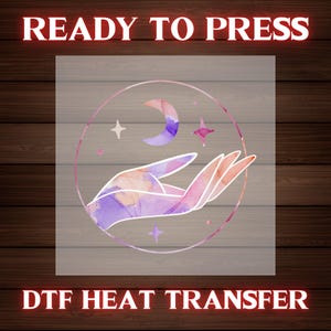 Celestial Moon DTF, Boho Hand and Stars Dtf, Cosmic Lunar Ready to Press, Spiritual Iron On Transfer Dtf, Mystical Astrology Dtf, Moon Dtf