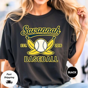 Retro Savannah Baseball T-shirt, Summer Sports Top Tee, Soft Cotton Shirt, Banana Sports Team Fan Apparel, Casual Top, Vintage Soft Tee