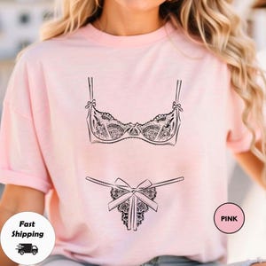 Bikini Shirt,Lingerie Set Graphic Tshirt, Funny and Sassy,  Edgy Black Lacey Lingerie Set Graphic Tshirt, Summer Graphic Shirt, Bikini Baby