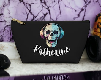 Custom Skull Makeup Bag: Goth Toiletry Travel Organizer
