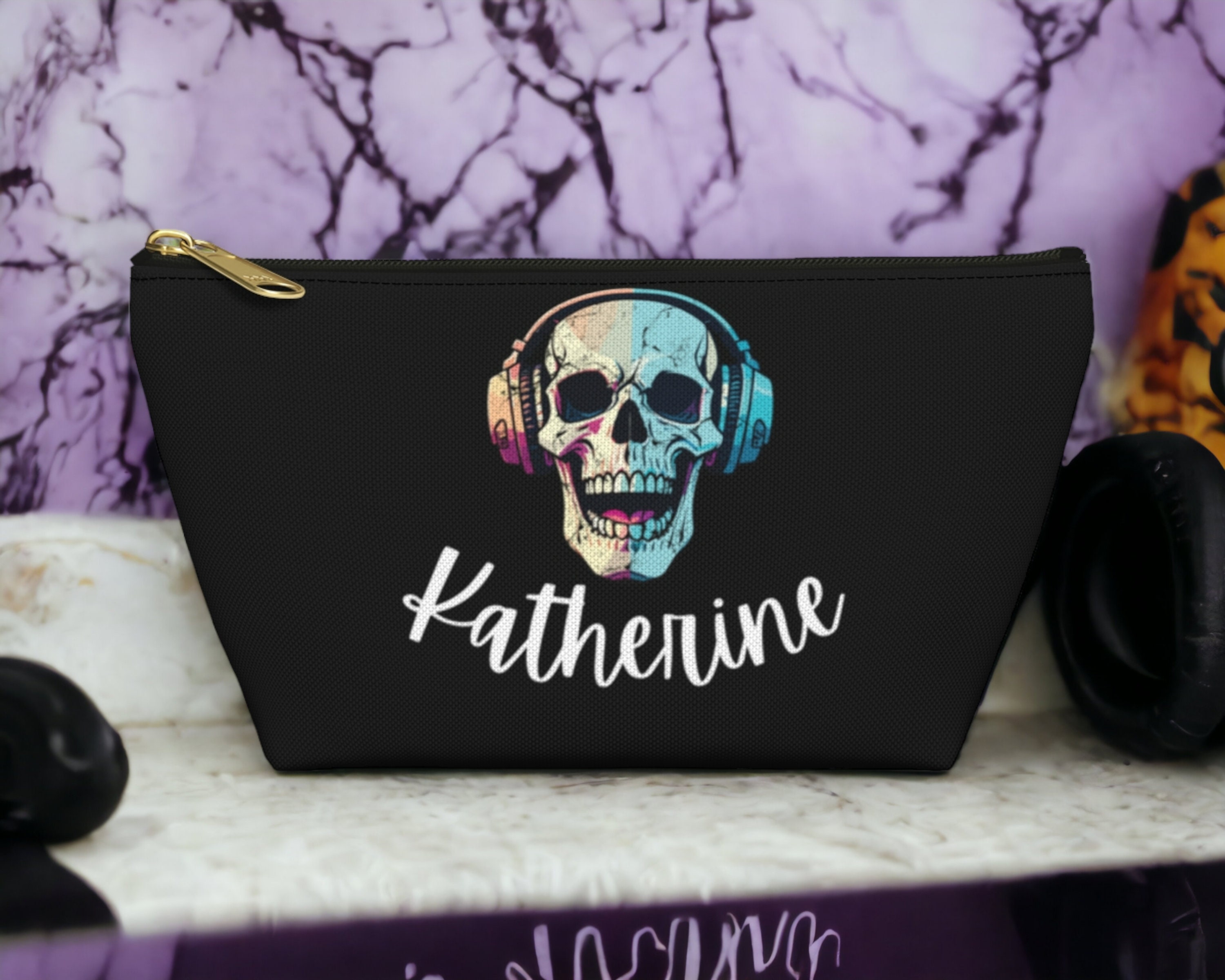 Makeup Bag Customized Goth Toiletry Bag Halloween Makeup Bag Goth Girl Gifts Makeup Organizer Human Skull Make up Bag Gothic Purse Bag Etsy