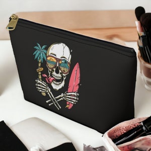 Goth Skull Makeup Bag: Beach Surfboard Cosmetic Pouch
