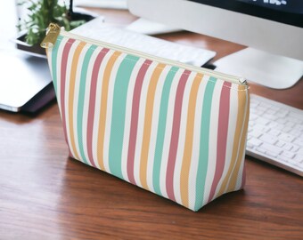 Striped Makeup Bag: Small Cosmetic & Travel Pouch
