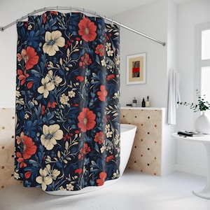 Floral Shower Curtain: Vintage Cottagecore Botanical Bath Decor