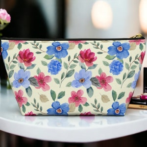 Floral Makeup Bag: Large Zipper Cosmetic & Toiletry Pouch