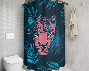 Floral Leopard Shower Curtain: Boho Bathroom Decor