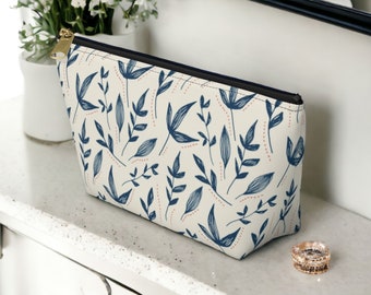 Floral Makeup Bag, Zippered Cosmetic Travel Pouch