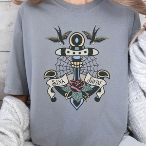 Sink or Swim Anchor Tattoo Style Comfort Colors Unisex Garment-Dyed T-shirt