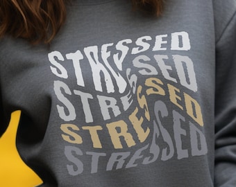Stressed Typographic Mood Expression Unisex Heavy Blend™ Crewneck Sweatshirt