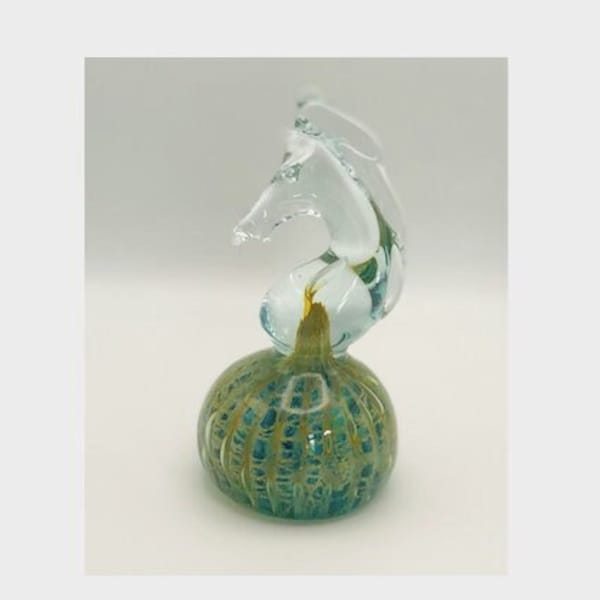 Vintage 1960's Mdina Glass Seahorse Statuette