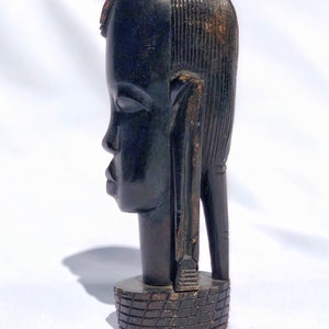 Hand-Carved Ebony Zulu Warrior Bust: African Tribal Art Sculpture