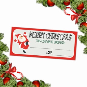 Afdrukbare kerstcoupons Boekcouponsjabloon Digitale downloadcoupon Concertkaartje Coupontattoo