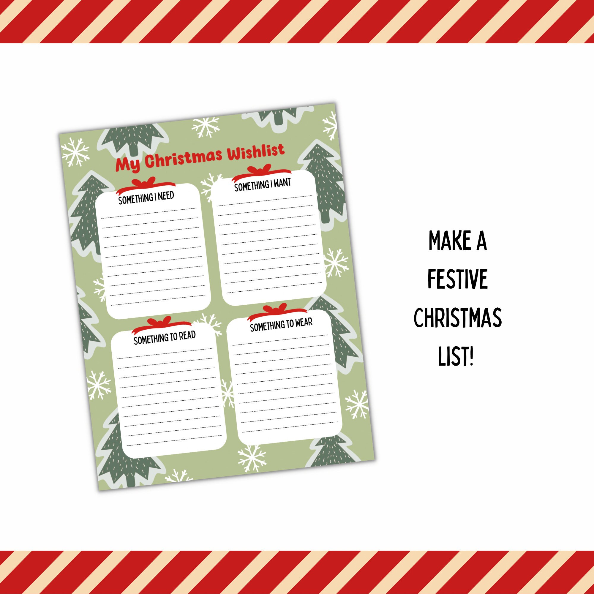 Printable Kids Christmas List Template Printable Christmas List for Kids Digital Download Letter ...