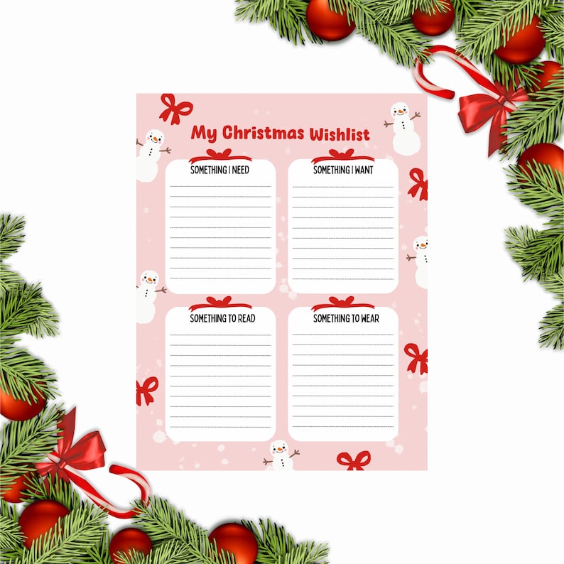 Printable Christmas List Template Christmas Planner Digital Download ...