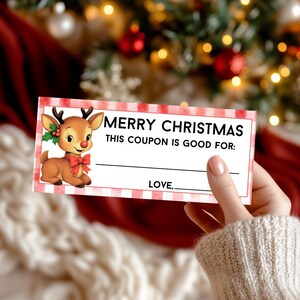 Kerstcadeaubon Cadeau voor haar, digitale downloadcoupon, afdrukbaar ticket, kindercouponboek kerst