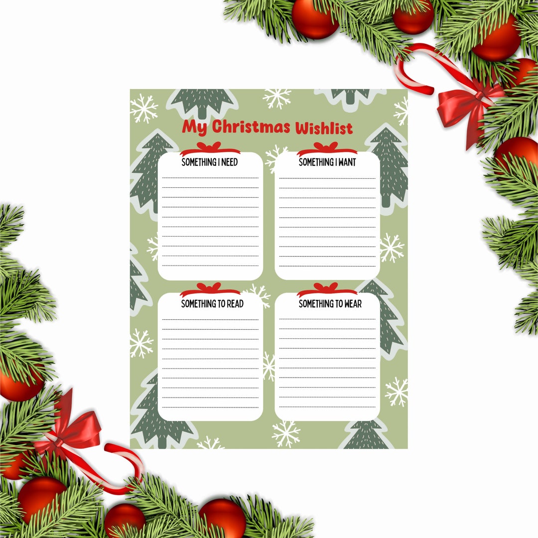 Printable Kids Christmas List Template Printable Christmas List for ...