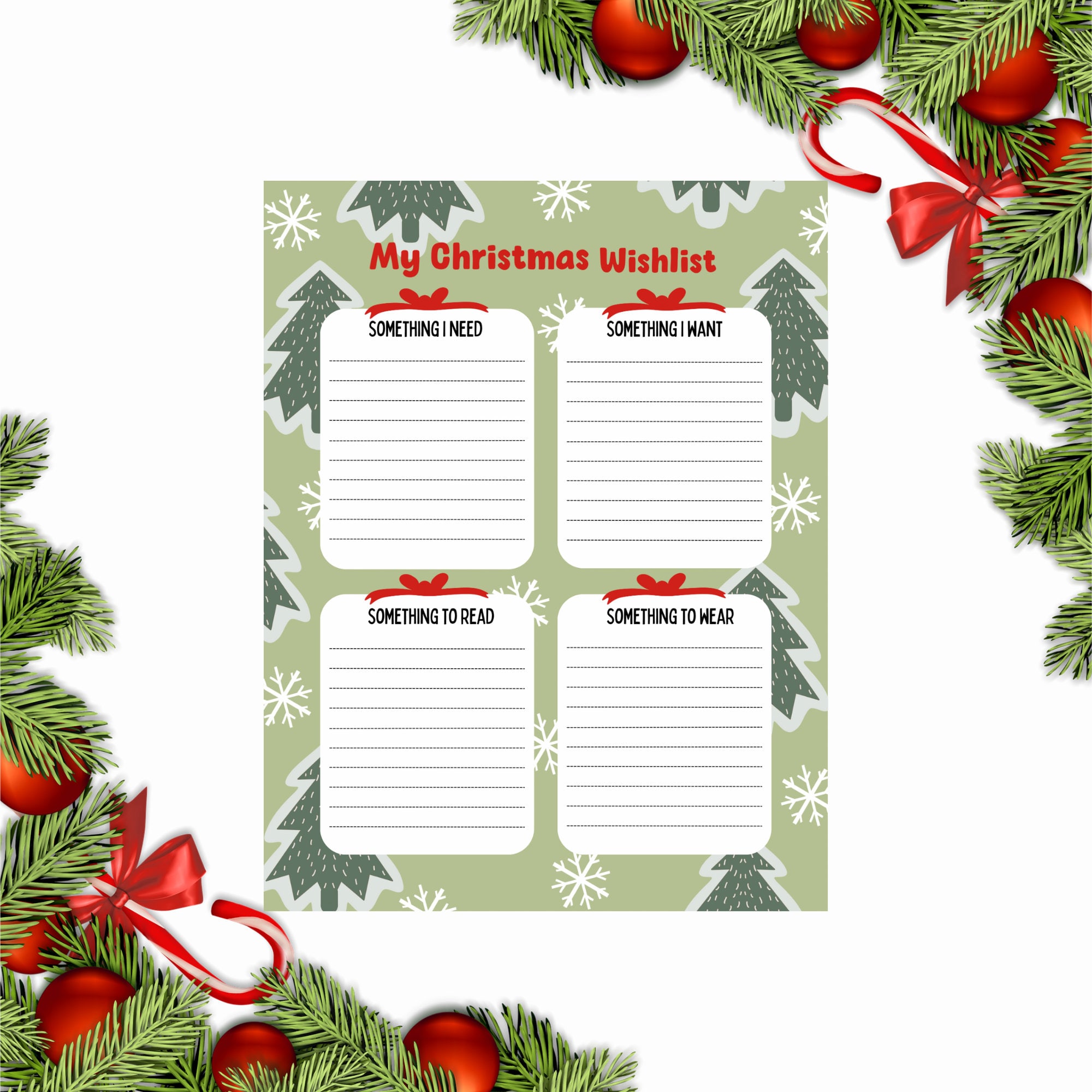Printable Kids Christmas List Template Printable Christmas List for ...