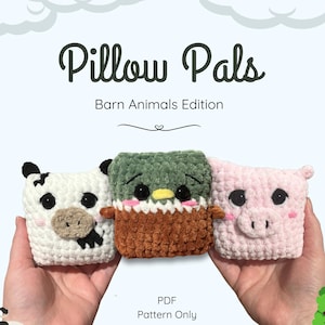 Pillow Pals Barn Animals Crochet Pattern PDF - Amigurumi, Chunky Yarn, Decor, Toys, Plush, Low Sew, Quick make, stuffie