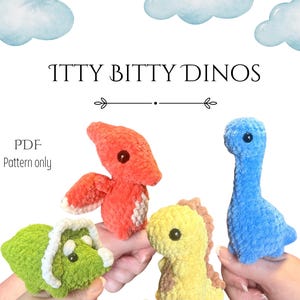 Itty Bitty Dinos Bundle Crochet Pattern PDF - Dinosaur, Amigurumi, Chunky Yarn, Decor, Toys, Plush, Low Sew, No sew, Quick make, stuffie