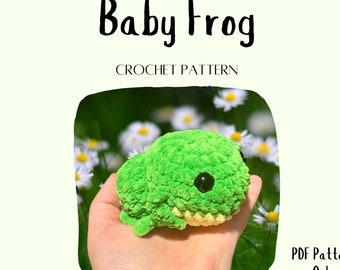 Patrón de crochet de ranita bebé en PDF - Patrón de amigurumi, animales, lana gruesa, muñecas, juguetes, peluches, costura baja, serpiente, reptil