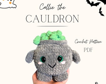 Halloween Cauldron Crochet Pattern PDF - No-sew, Amigurumi, Chunky Yarn, Decor, Toys, Plush, Low Sew, Quick make, stuffie, fall
