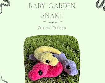 Baby Garden Snake Crochet Pattern PDF - Amigurumi Pattern, Animals, Chunky Yarn, Doll, Toys, Plush, no sew, low sew, snake, reptile