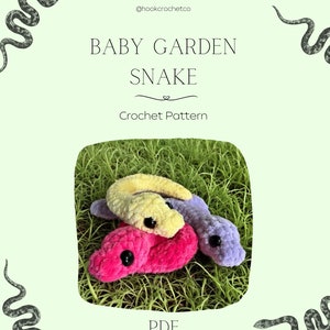 Baby Garden Snake Crochet Pattern PDF - Amigurumi Pattern, Animals, Chunky Yarn, Doll, Toys, Plush, no sew, low sew, snake, reptile